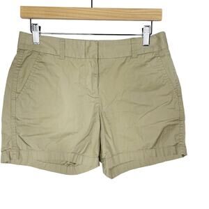 J Crew Womens 4 Beige 5" Inseam Chino Shorts Broken In Cotton Casual Flat Front